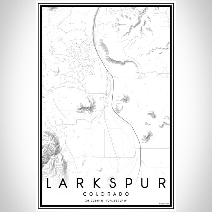 Larkspur Colorado Map Print Portrait Orientation in Classic Style With Shaded Background