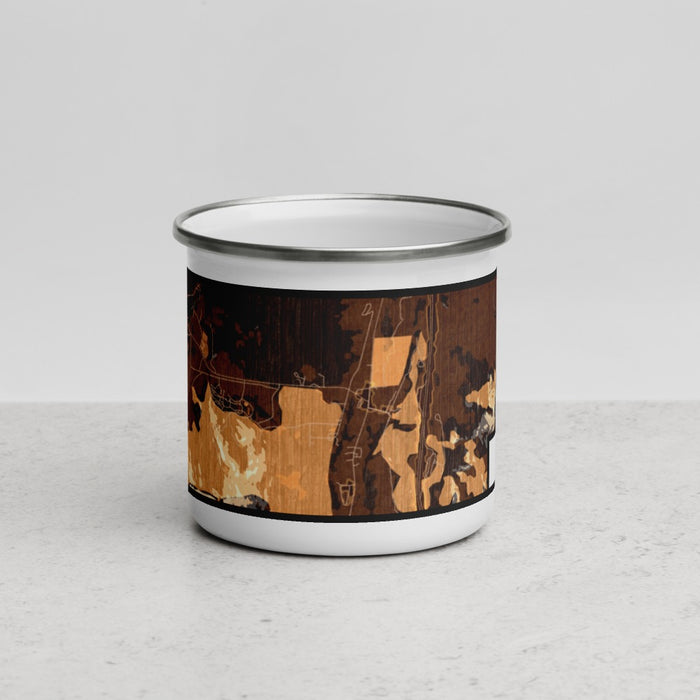 Front View Custom Larkspur Colorado Map Enamel Mug in Ember