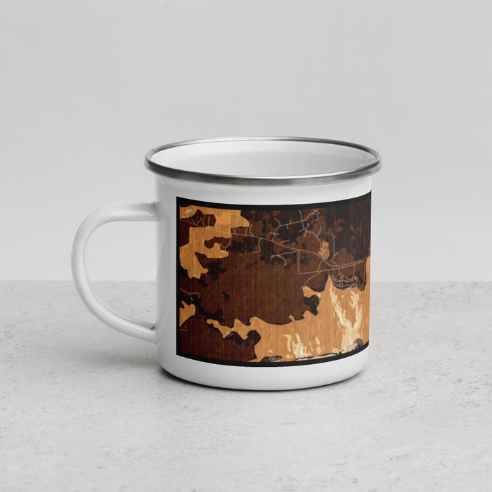 Left View Custom Larkspur Colorado Map Enamel Mug in Ember
