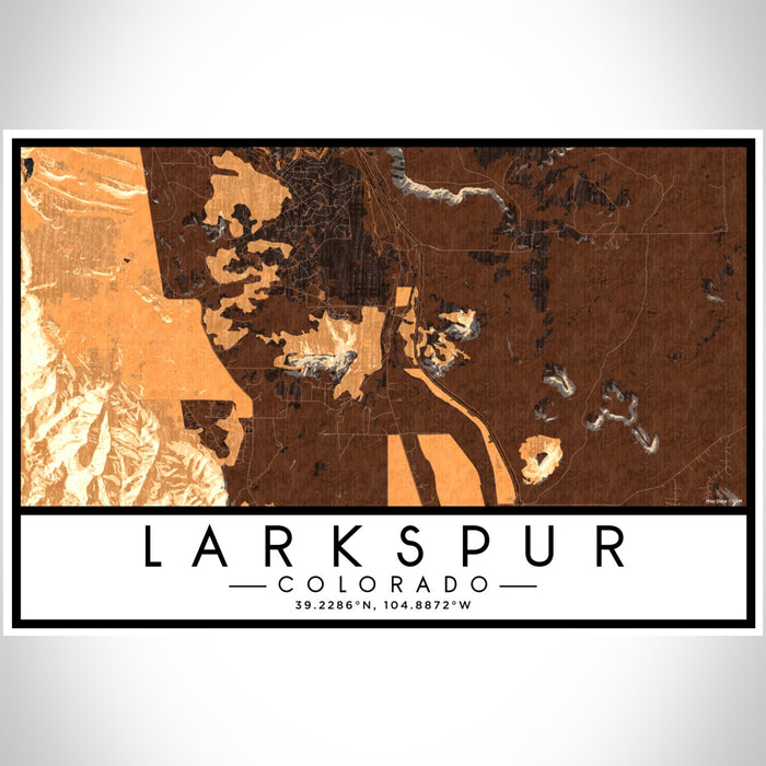 Larkspur Colorado Map Print Landscape Orientation in Ember Style With Shaded Background