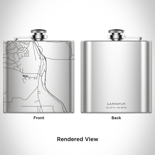 Rendered View of Larkspur Colorado Map Engraving on 6oz Stainless Steel Flask