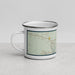 Left View Custom Larkspur Colorado Map Enamel Mug in Woodblock