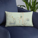 Custom Larkspur Colorado Map Throw Pillow in Woodblock on Blue Colored Chair