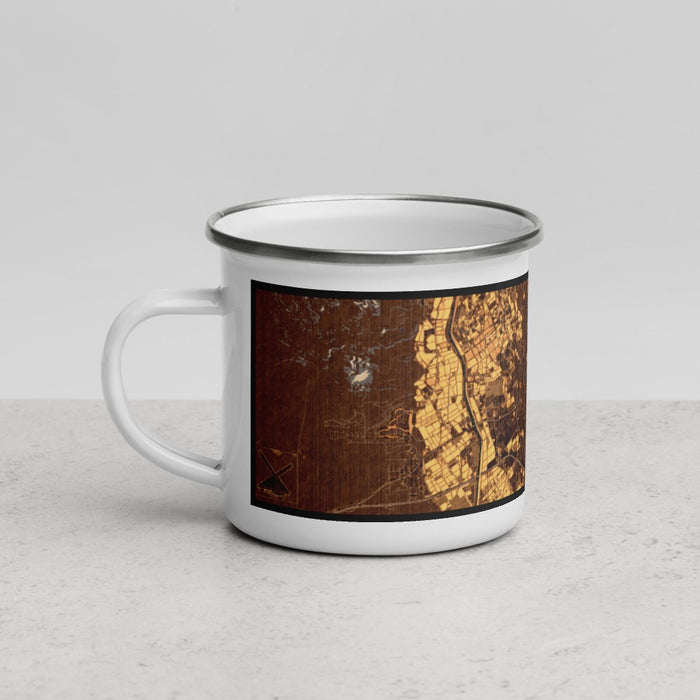 Left View Custom Las Cruces New Mexico Map Enamel Mug in Ember