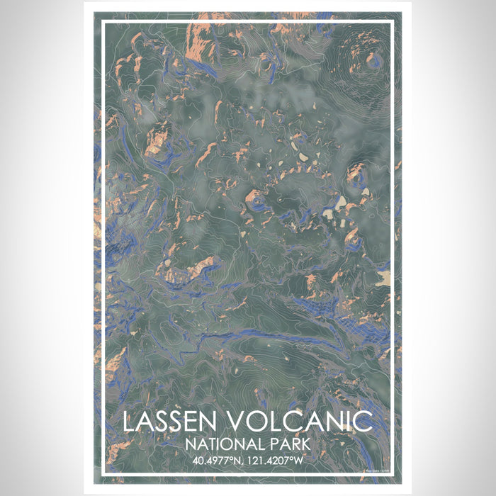 Lassen Volcanic National Park Map Print Portrait Orientation in Afternoon Style With Shaded Background