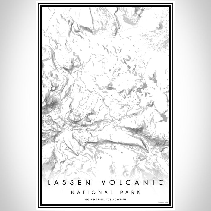 Lassen Volcanic National Park Map Print Portrait Orientation in Classic Style With Shaded Background