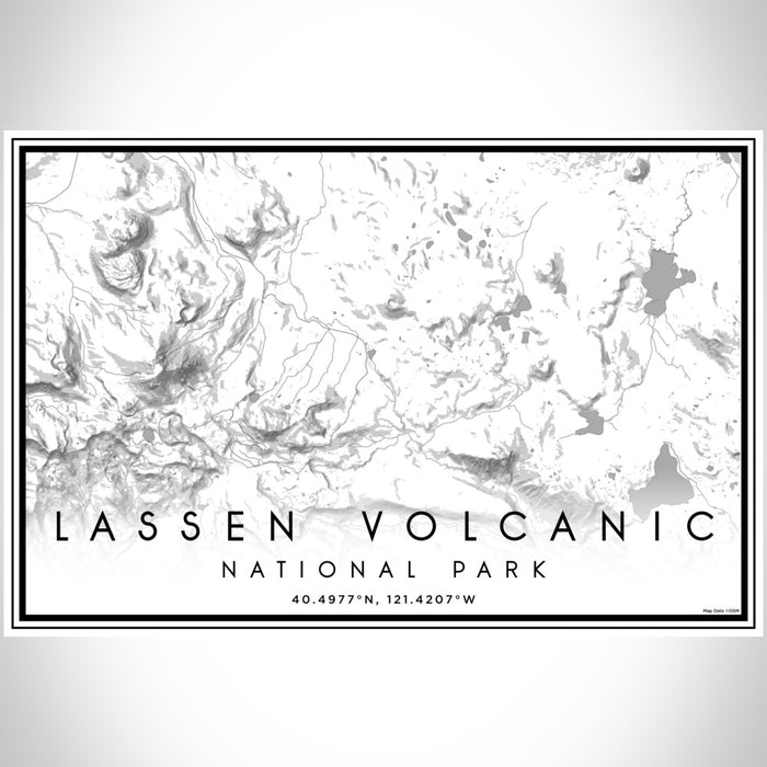 Lassen Volcanic National Park Map Print Landscape Orientation in Classic Style With Shaded Background