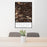 24x36 Lassen Volcanic National Park Map Print Portrait Orientation in Ember Style Behind 2 Chairs Table and Potted Plant