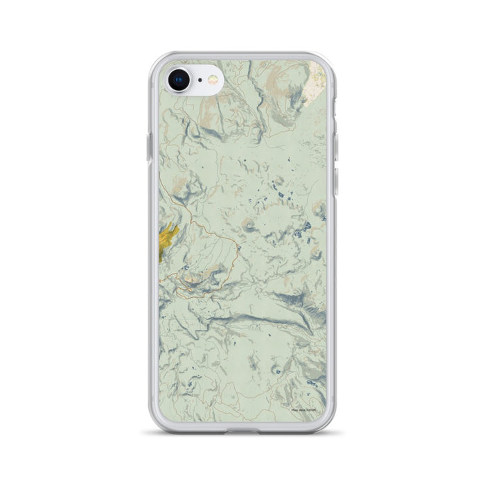 Custom Lassen Volcanic National Park Map iPhone SE Phone Case in Woodblock