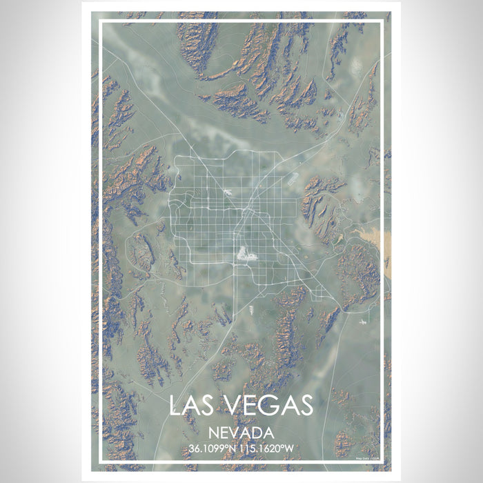 Las Vegas Nevada Map Print Portrait Orientation in Afternoon Style With Shaded Background