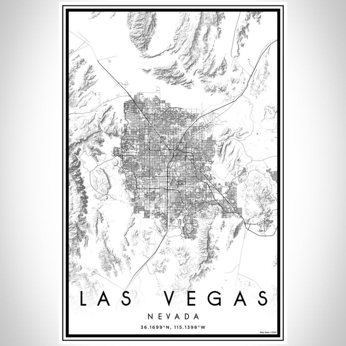 Las Vegas Nevada Map Print Portrait Orientation in Classic Style With Shaded Background