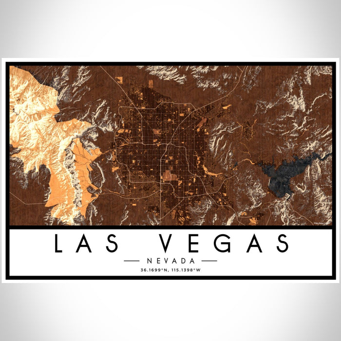 Las Vegas Nevada Map Print Landscape Orientation in Ember Style With Shaded Background
