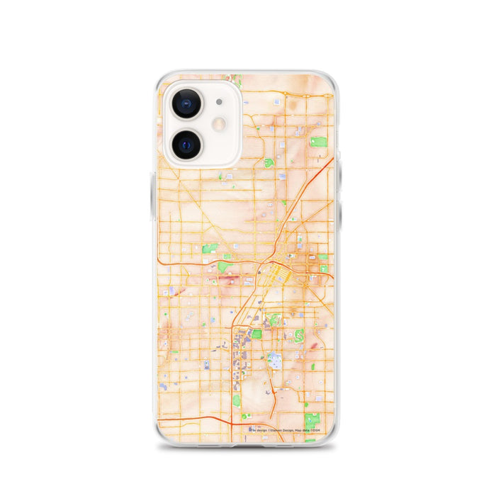 Custom Las Vegas Nevada Map iPhone 12 Phone Case in Watercolor