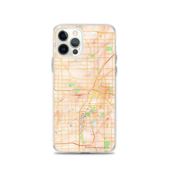 Custom Las Vegas Nevada Map iPhone 12 Pro Phone Case in Watercolor
