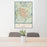 24x36 Las Vegas Nevada Map Print Portrait Orientation in Woodblock Style Behind 2 Chairs Table and Potted Plant