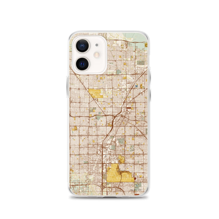Custom Las Vegas Nevada Map iPhone 12 Phone Case in Woodblock