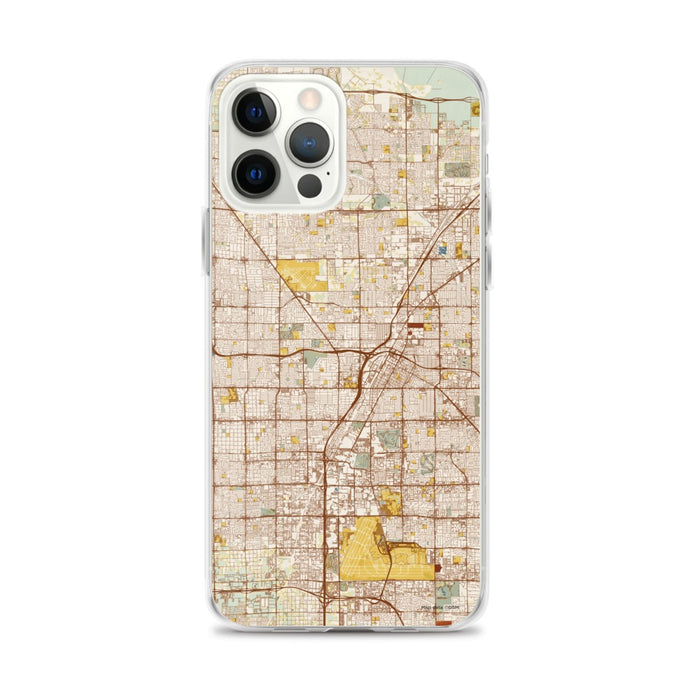 Custom Las Vegas Nevada Map iPhone 12 Pro Max Phone Case in Woodblock