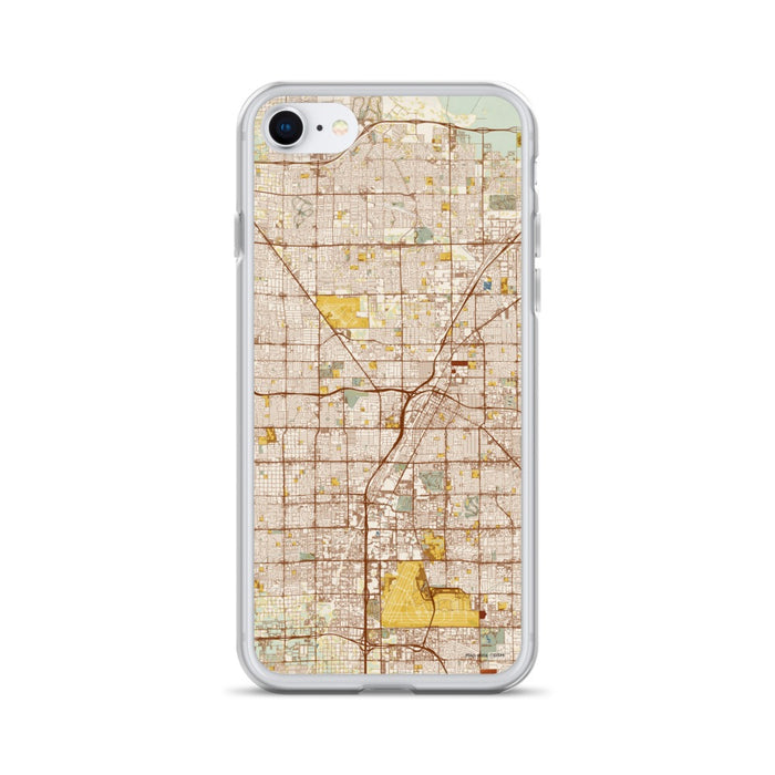 Custom Las Vegas Nevada Map iPhone SE Phone Case in Woodblock