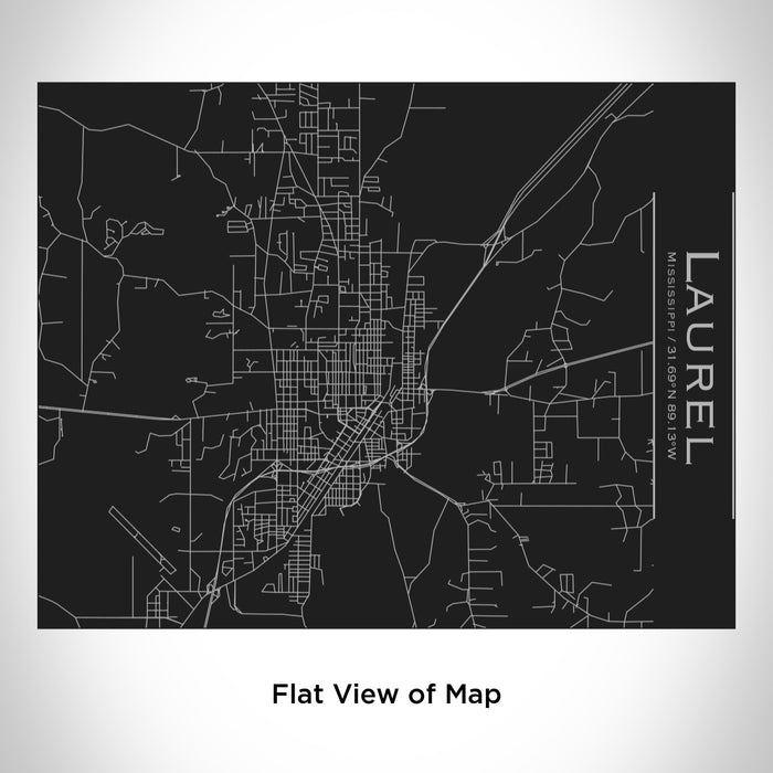 Rendered View of Laurel Mississippi Map Engraving on 20oz Stainless Steel Insulated Bottle with Bamboo Top in Black