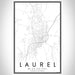 Laurel Mississippi Map Print Portrait Orientation in Classic Style With Shaded Background