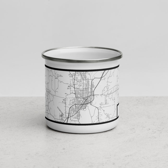 Front View Custom Laurel Mississippi Map Enamel Mug in Classic
