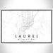 Laurel Mississippi Map Print Landscape Orientation in Classic Style With Shaded Background