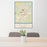 24x36 Laurel Mississippi Map Print Portrait Orientation in Woodblock Style Behind 2 Chairs Table and Potted Plant