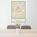 24x36 Laurel Mississippi Map Print Portrait Orientation in Woodblock Style Behind 2 Chairs Table and Potted Plant