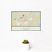 12x18 Laurel Mississippi Map Print Landscape Orientation in Woodblock Style With Small Cactus Plant in White Planter