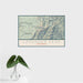 16x24 Lavender Peak Colorado Map Print Landscape Orientation in Woodblock Style With Tropical Plant Leaves in Water