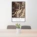 24x36 Lavender Peak Colorado Map Print Portrait Orientation in Ember Style Behind 2 Chairs Table and Potted Plant