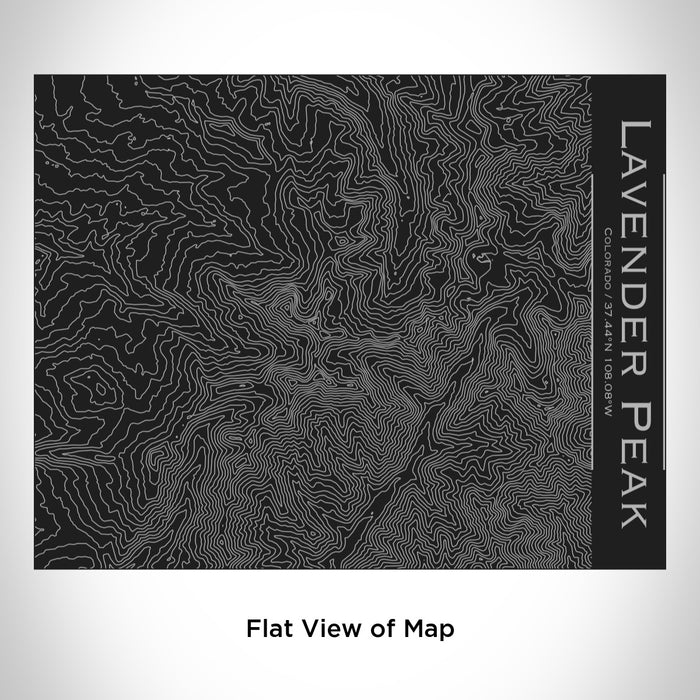 Rendered View of Lavender Peak Colorado Map Engraving on 20oz Stainless Steel Insulated Bottle with Bamboo Top in Black