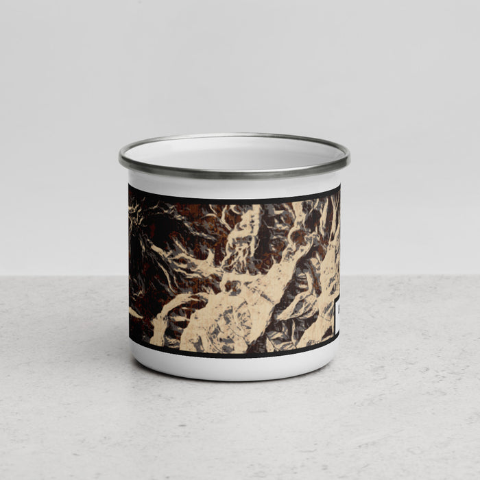 Front View Custom Lavender Peak Colorado Map Enamel Mug in Ember