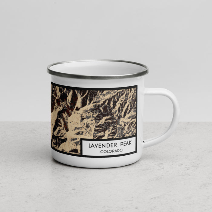 Right View Custom Lavender Peak Colorado Map Enamel Mug in Ember