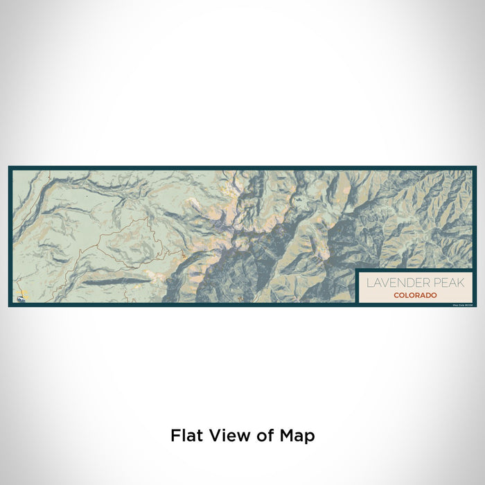 Flat View of Map Custom Lavender Peak Colorado Map Enamel Mug in Woodblock