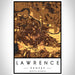 Lawrence Kansas Map Print Portrait Orientation in Ember Style With Shaded Background