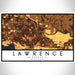 Lawrence Kansas Map Print Landscape Orientation in Ember Style With Shaded Background