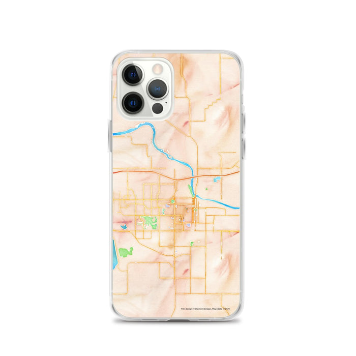 Custom Lawrence Kansas Map iPhone 12 Pro Phone Case in Watercolor