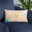 Custom Lawrence Kansas Map Throw Pillow in Watercolor on Blue Colored Chair