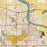 Lawrence Kansas Map Print in Woodblock Style Zoomed In Close Up Showing Details
