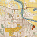 Lawrence Kansas Map Print in Woodblock Style Zoomed In Close Up Showing Details