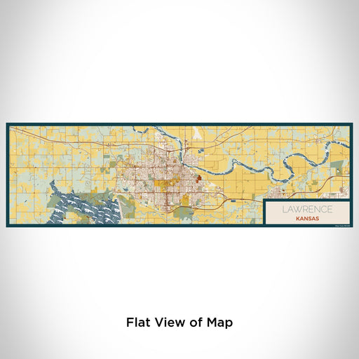 Flat View of Map Custom Lawrence Kansas Map Enamel Mug in Woodblock