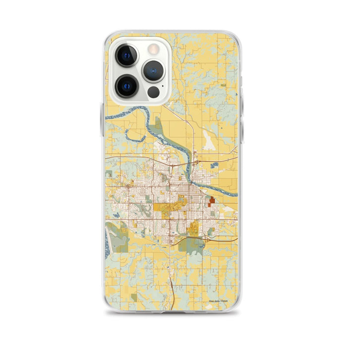 Custom Lawrence Kansas Map iPhone 12 Pro Max Phone Case in Woodblock