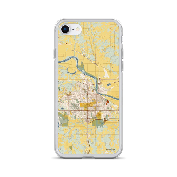Custom Lawrence Kansas Map iPhone SE Phone Case in Woodblock