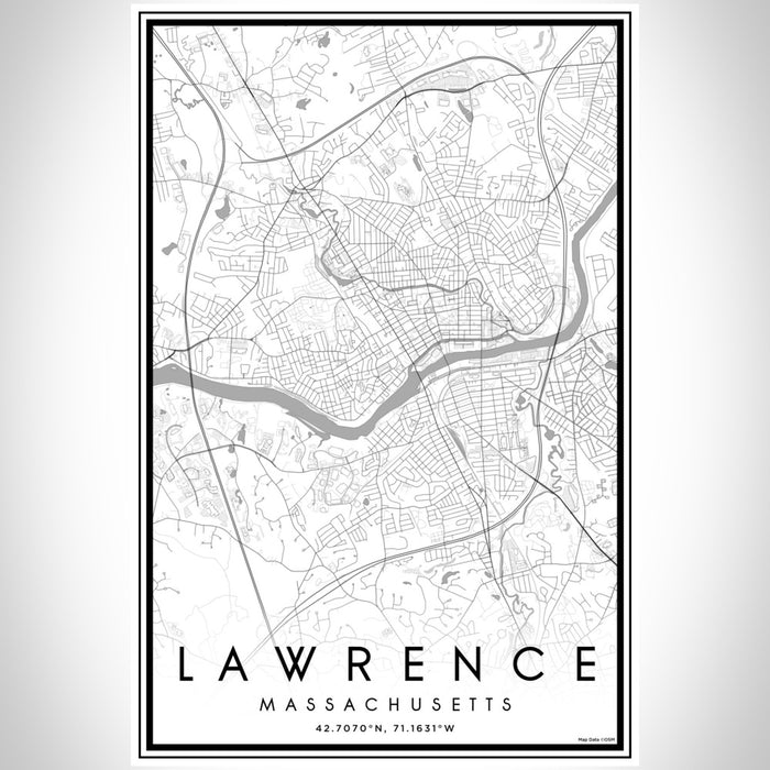 Lawrence Massachusetts Map Print Portrait Orientation in Classic Style With Shaded Background