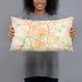 Person holding 20x12 Custom Lawrence Massachusetts Map Throw Pillow in Watercolor