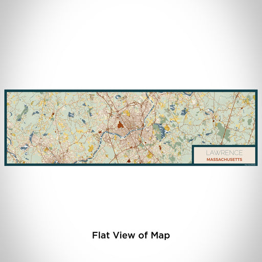 Flat View of Map Custom Lawrence Massachusetts Map Enamel Mug in Woodblock