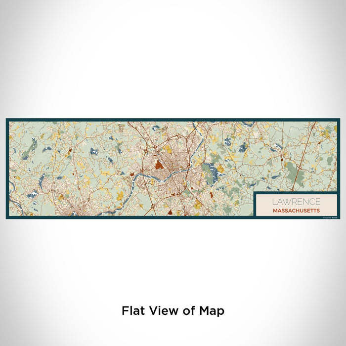 Flat View of Map Custom Lawrence Massachusetts Map Enamel Mug in Woodblock