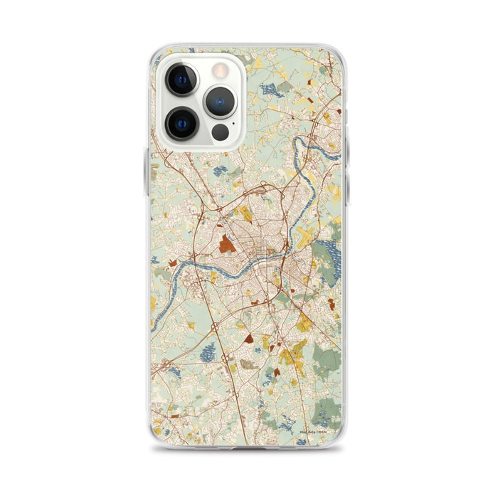 Custom Lawrence Massachusetts Map iPhone 12 Pro Max Phone Case in Woodblock