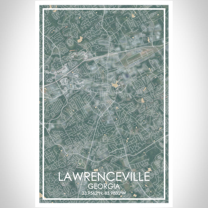 Lawrenceville Georgia Map Print Portrait Orientation in Afternoon Style With Shaded Background